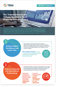 Six Transformational Values Realized from Prescriptive Analytics Tools Six Transformational Values Realized from Prescriptive Analytics Tools Infographic Cover